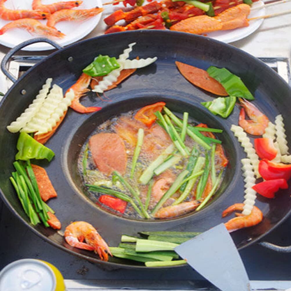 Happyyami Frying Concave Pan Stainless Steel Griddle Concave Discada Disc Cooker High Heat Cooking Skillet Heavy Duty Comal Para
