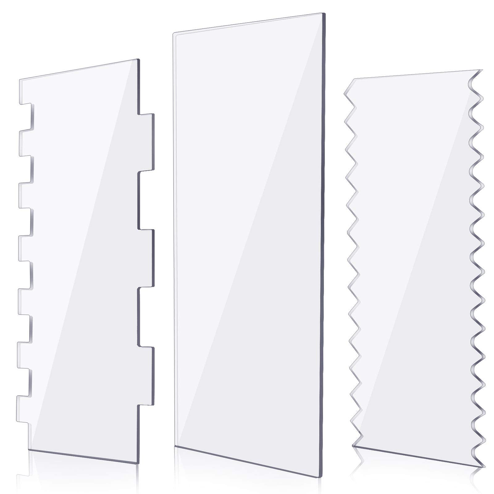 3 Pieces Cake Scrapers Clear Acrylic Cake Icing Scraper Frosting Buttercream Large Cake Smoother Scraper Cake Edge Stripe Combs