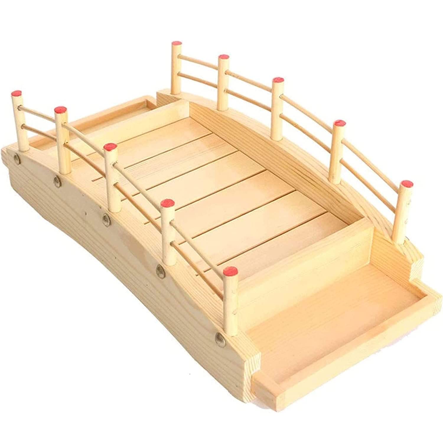 Bollaer Arch Bridge Sushi Boat, Sushi Tray Sushi Bridge Arched Bottom Sushi Sashimi Container Wooden Arched Bridge Sushi Plate S