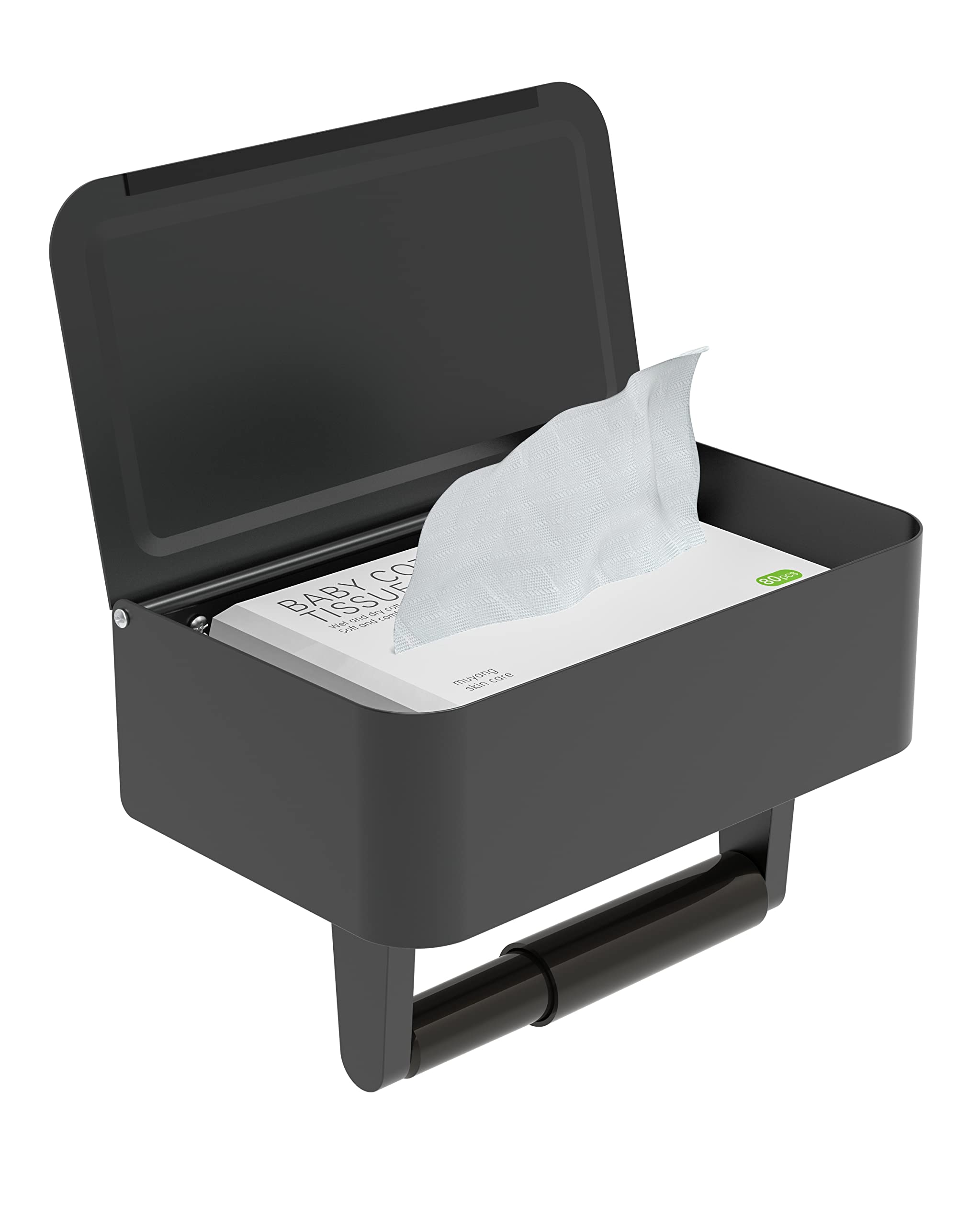 Wzkaly Toilet Paper Holder With Shelf - Flushable Wipes Dispenser & Storage Fits Any Bathroom, Keep Your Wet Wipes Hidden - Stai