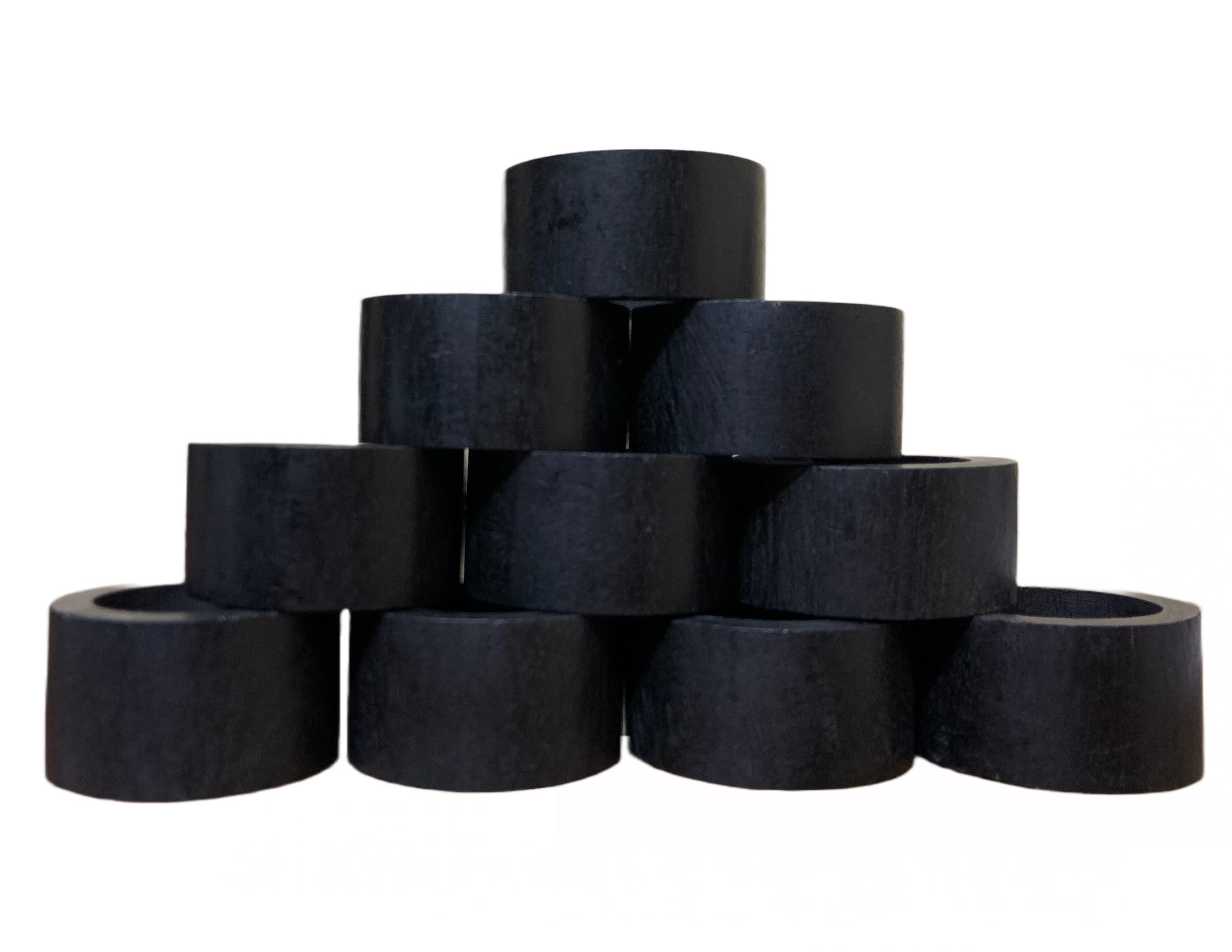 Handmade Wood Napkin Ring Set With 8 Napkin Rings - Artisan Crafted In India (Set Of 8, Black)