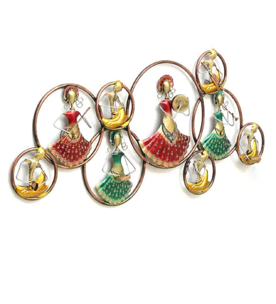 Artdesk Led Hand Crafted Doll Musicians Circle Wall Art In Metal (58 X 4 X 25 Inch) Home Decor Wall Hanging For Your Living Room