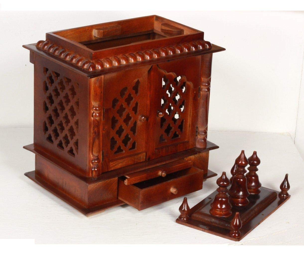 Home And Bazaar Rajasthani Ethnic Handcrafted Wooden Temple/Mandir/Pooja Ghar/Mandapam