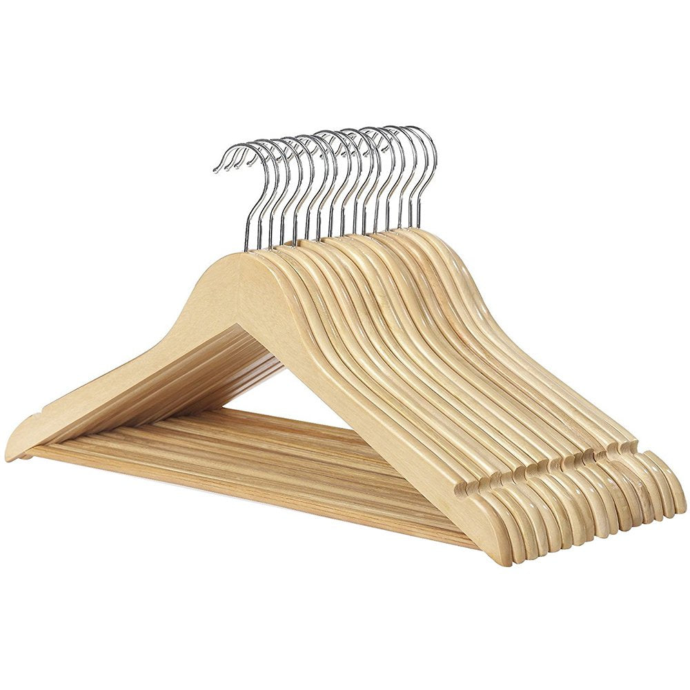 Whitmor Natural Wood Suit Hangers, Set of 16, 6026-715-16, Eco-Friendly, Durable, Perfect for Organizing Clothes