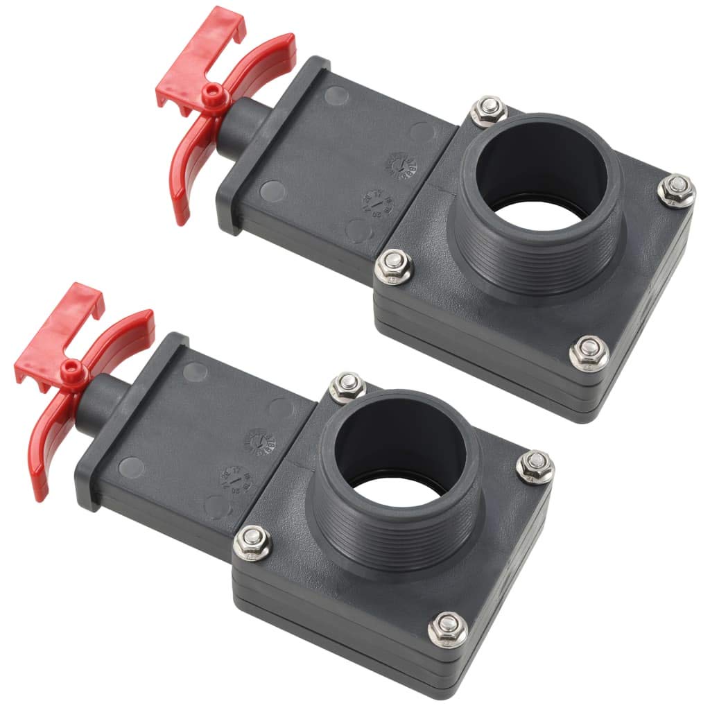 vidaXL Sturdy Chlorine-Resistant 1.5 ABS Pool Gate Valve with Locking Clip - Flexible Water Control & Leak-Proof Maintenance, Includes 2 Pool Valves-Used Condition