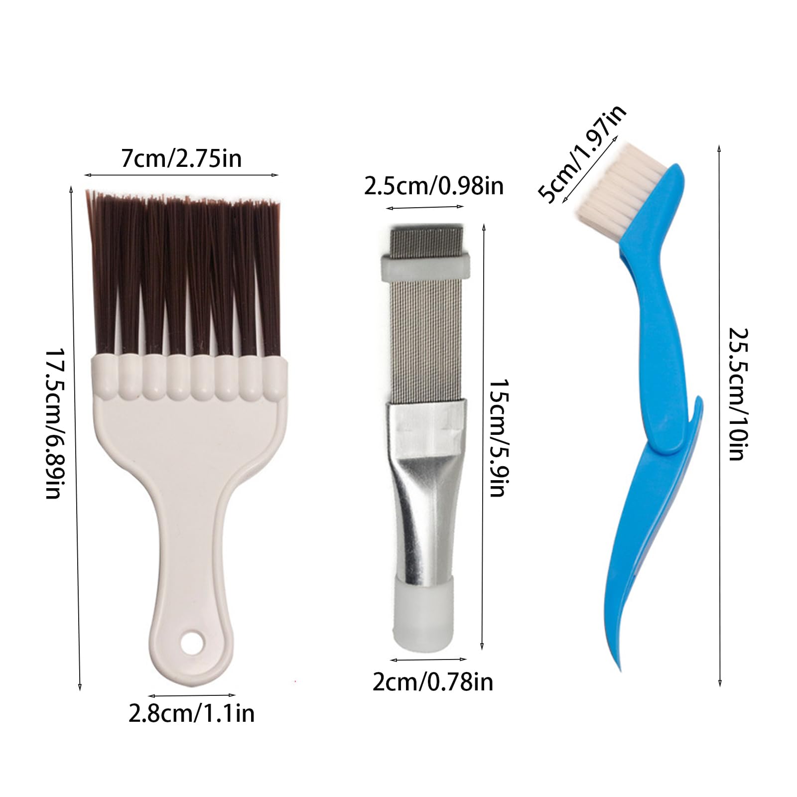 Incauca 3 Packs Air Conditioner Condenser Fin Comb, Fin Cleaning Brush, Coil Brush, Ac Cleaning Kit, Refrigerator Brush Coil Cle