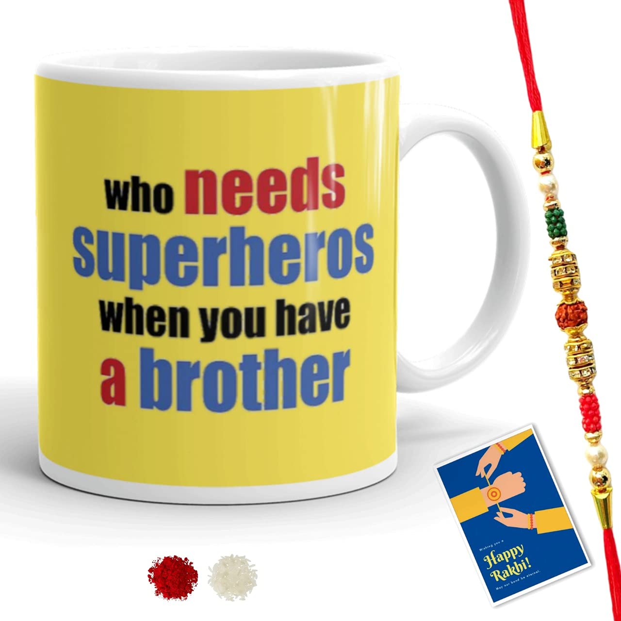 bestylishart Ceramic Who need superhero when You a brother Coffee Mug Rakhi Gift Set for Brothers and Sister on Raksha Bandhan