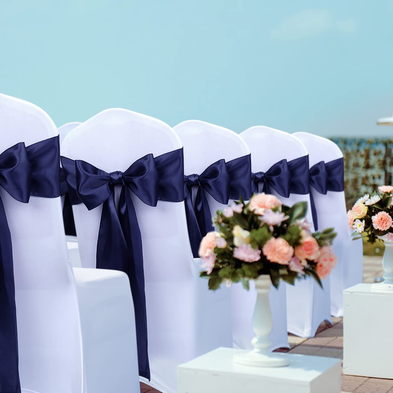 Babenest Satin Chair Sashes Ties Upgraded 50 pcs Chair Ribbons Bows for Wedding Banquet Party Christmas Baby Shower Events Decor
