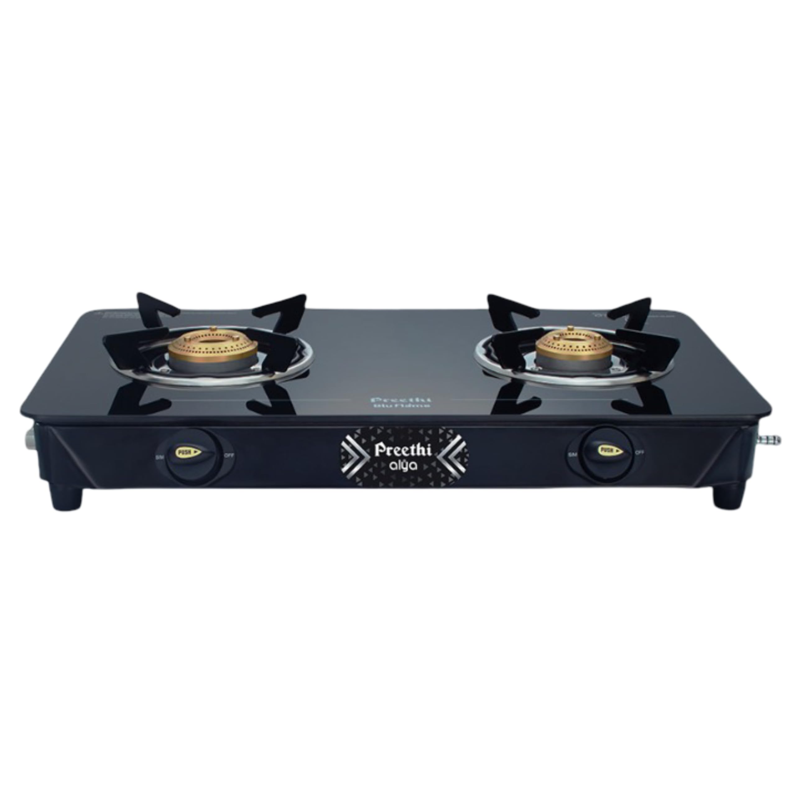 Preethi Alya Glass Top Gas Stove | 2 Burners I Lifelong Free Service I 5-Year Warranty I Isi Certified I 6Mm Toughened Glass I H