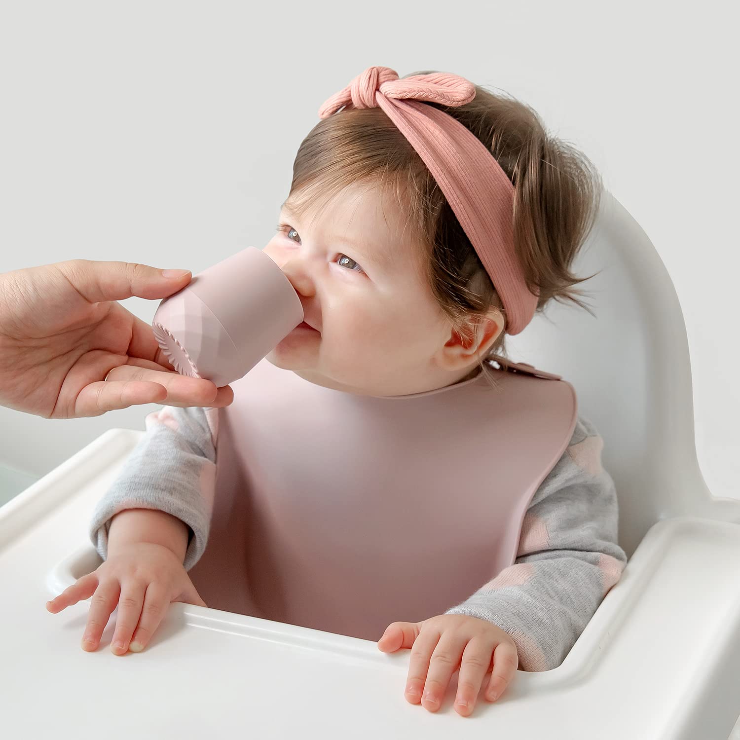Samigo Silicone Baby Utensils - Self Feeding Spoons And Tiny Training Cup - First Stage Baby Led Weaning Supplies For 6 Months+