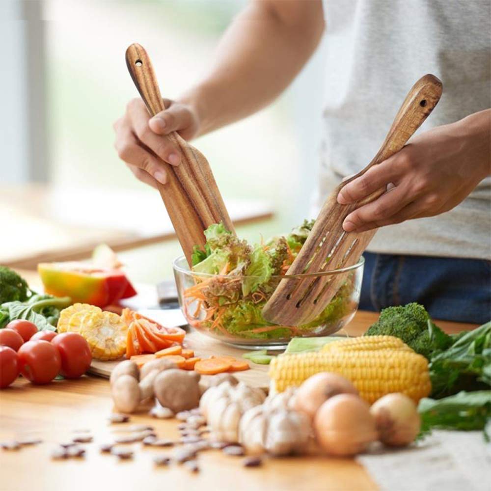 Spurtle Set, Natural Acacia Wooden Kitchen Utensils Set Of 4, Wooden Spoons Utensils For Cooking, Stirring, Mixing, Serving, Spu