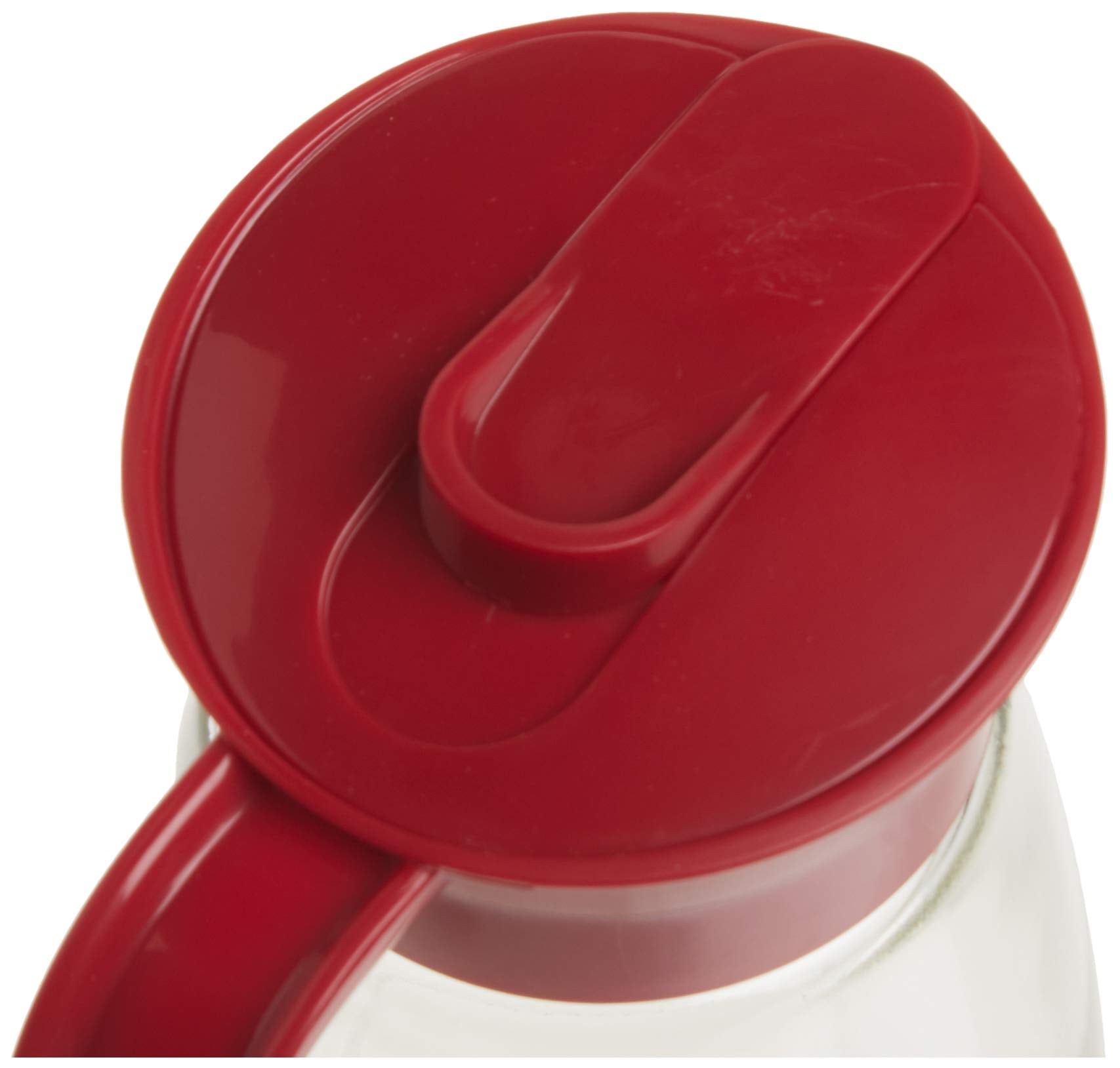 Goodcook 12 Oz. Glass Syrup Dispenser With Lid, Clear/Red