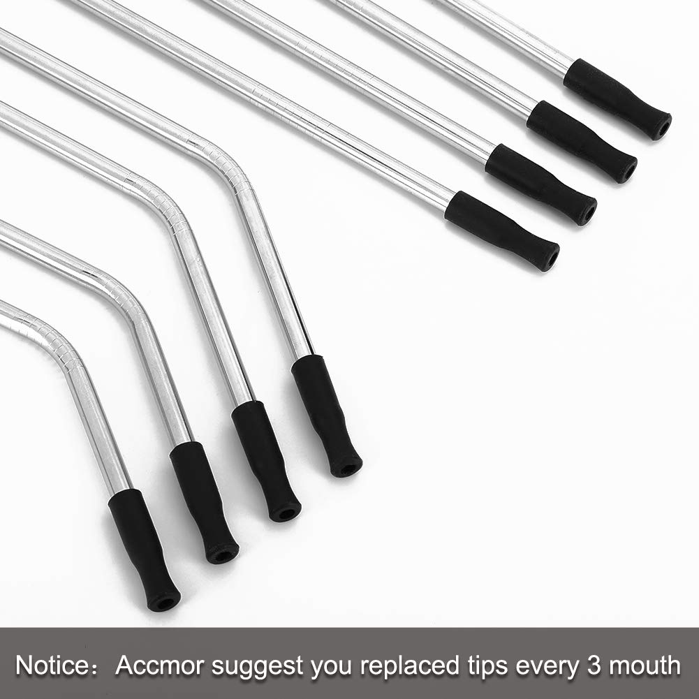 22Pcs Reusable Straws Tips, Silicone Straw Tips, Black Food Grade Straws Tips Covers Only Fit For 1/4 Inch Wide(6Mm Out Diameter