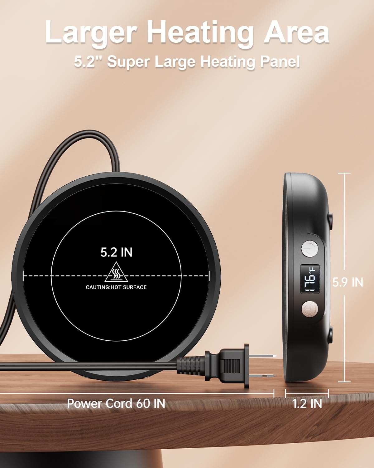 Sweetfull Mug Warmer, 36W Coffee Cup Warmer For Desk With 3-Temp Settings Display, 2-12H Timer, Candle Warmer Plate, Coffee Acce