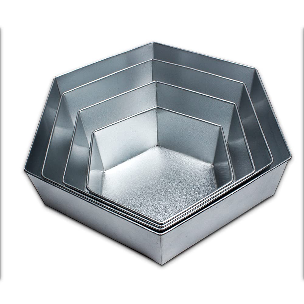 Novelty Cake Pans For Birthdays, Parties, Anniversaries & Other Special Occasions (Hexagonal), Silver, Small- Large
