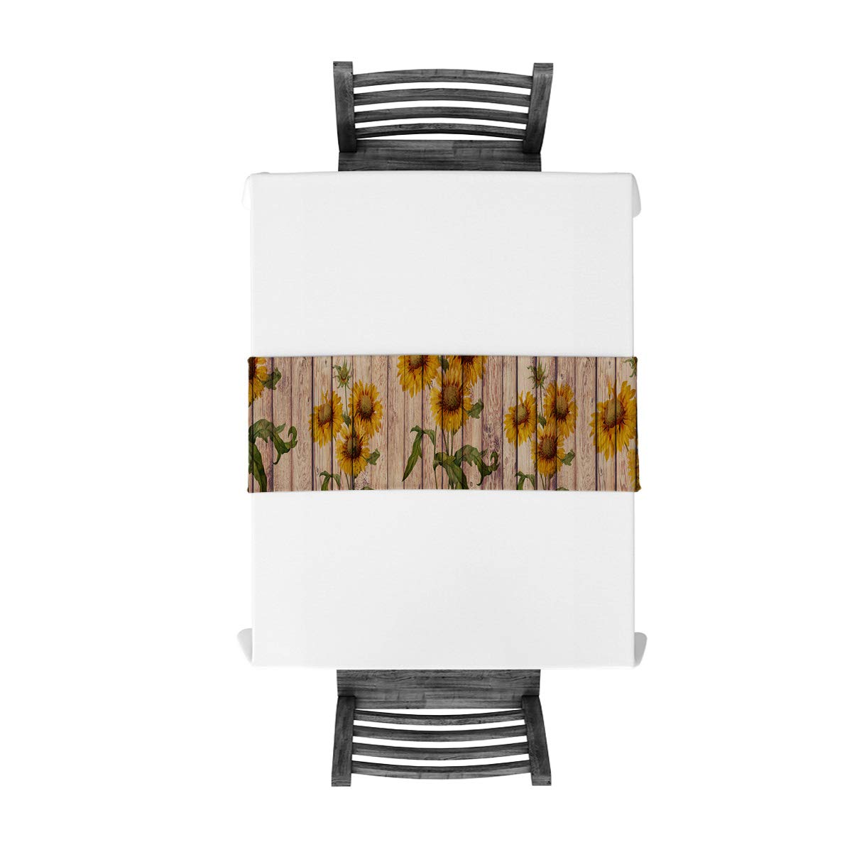 Sunflowers Rustic Table Runner-Cotton Linen-Small 36 Inche Dresser Scarves,Farmhouse Tablerunner For Kitchen Coffee/Dining/Sofa/