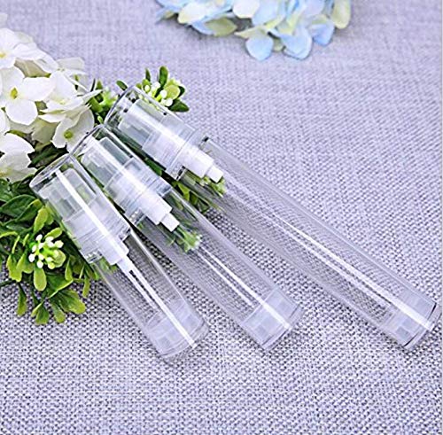 12Pcs 5ml/0.17oz Airless Pump Bottle Portable Empty Refillable Clear Plastic Airless Vacuum Pump Bottle Cosmetic Make-up Cream Lotion Sample Packing Toiletries Liquid Storage Container Vial Jars
