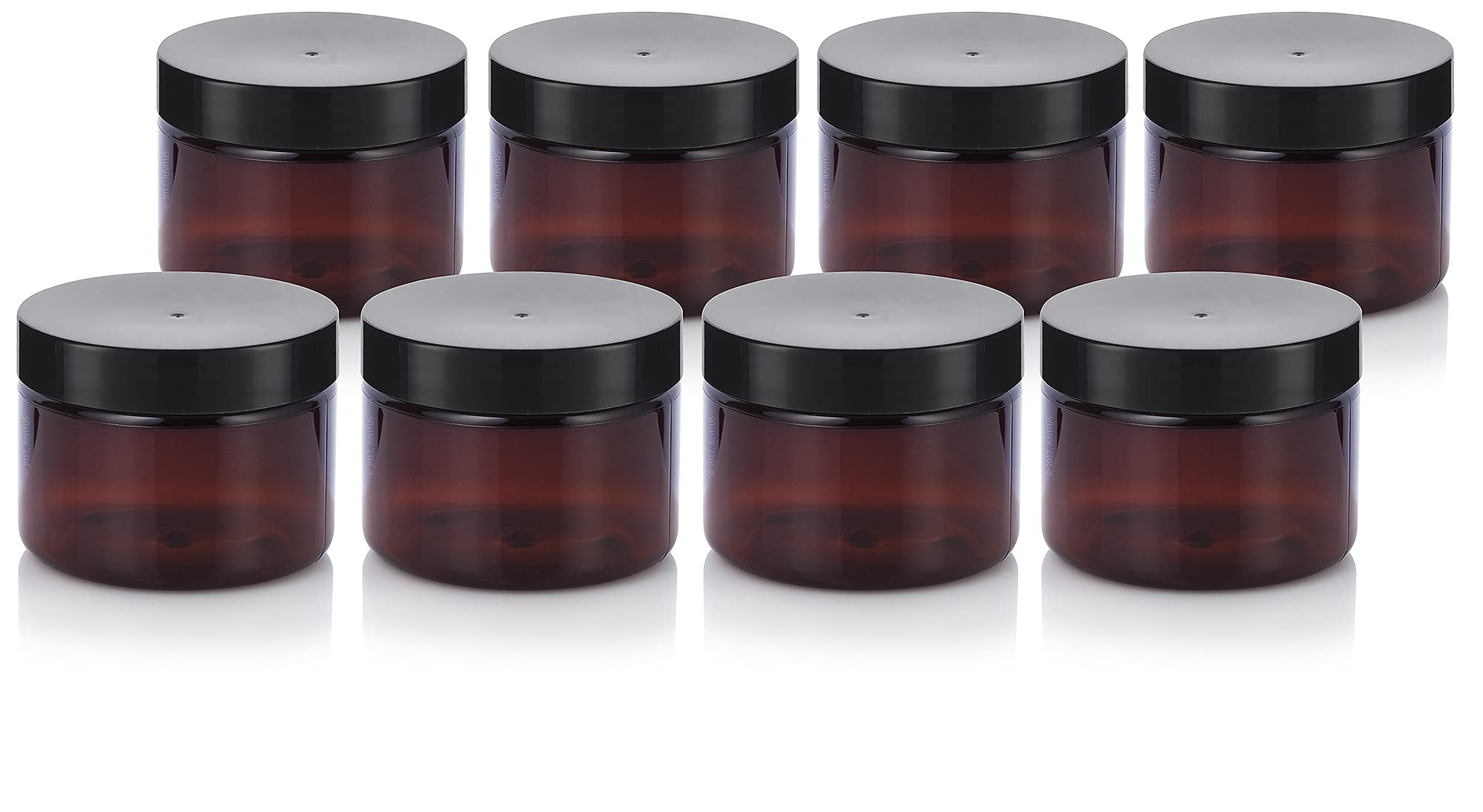 Amber Pet Plastic (Bpa Free) Refillable Jar - 3 Oz (8 Pack)