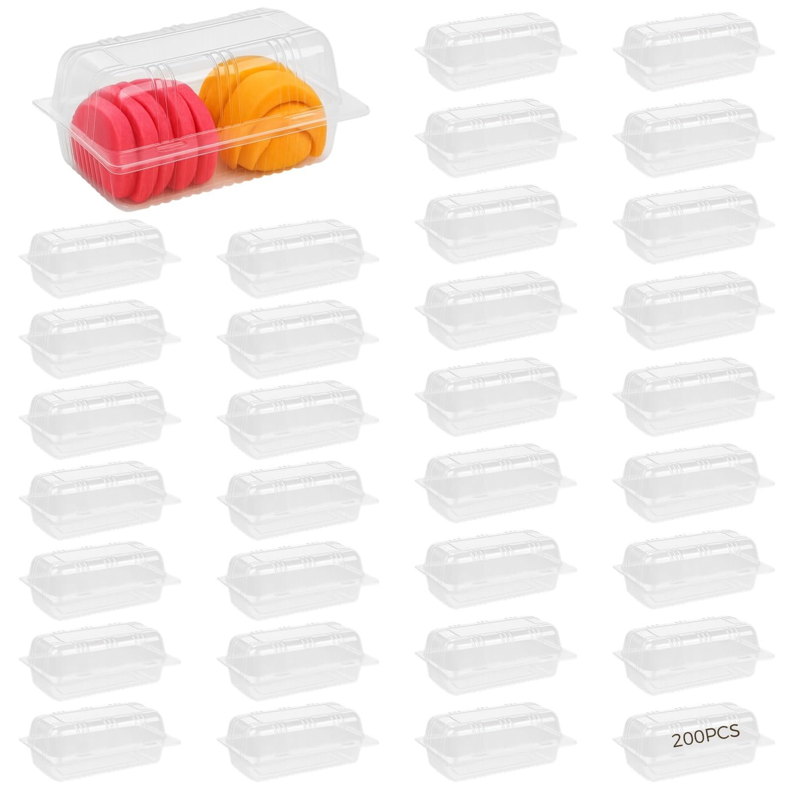 Toyosport 200 Pcs Disposable Hot Dog Container, Hot Dog Trays with Lid, Plastic Take out Containers, Clear, Ideal for Hot Dog, S