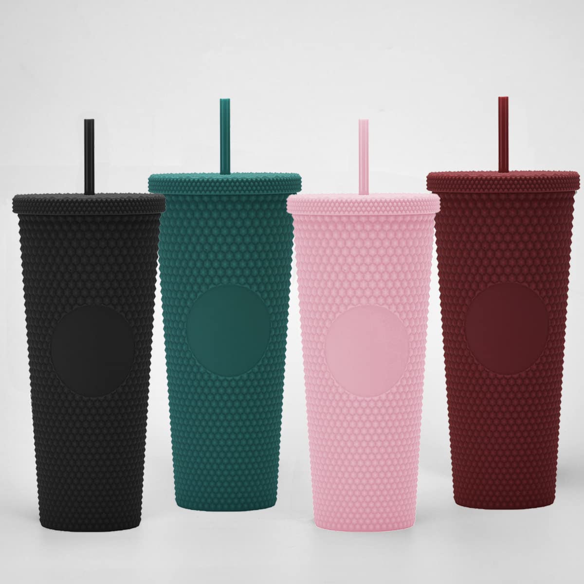 Essasea 24Oz Diy Studded Tumbler.Matte White Studded Tumbler With Lid And Straw.Reusable Double Walled Insulated Travel Tumbler.