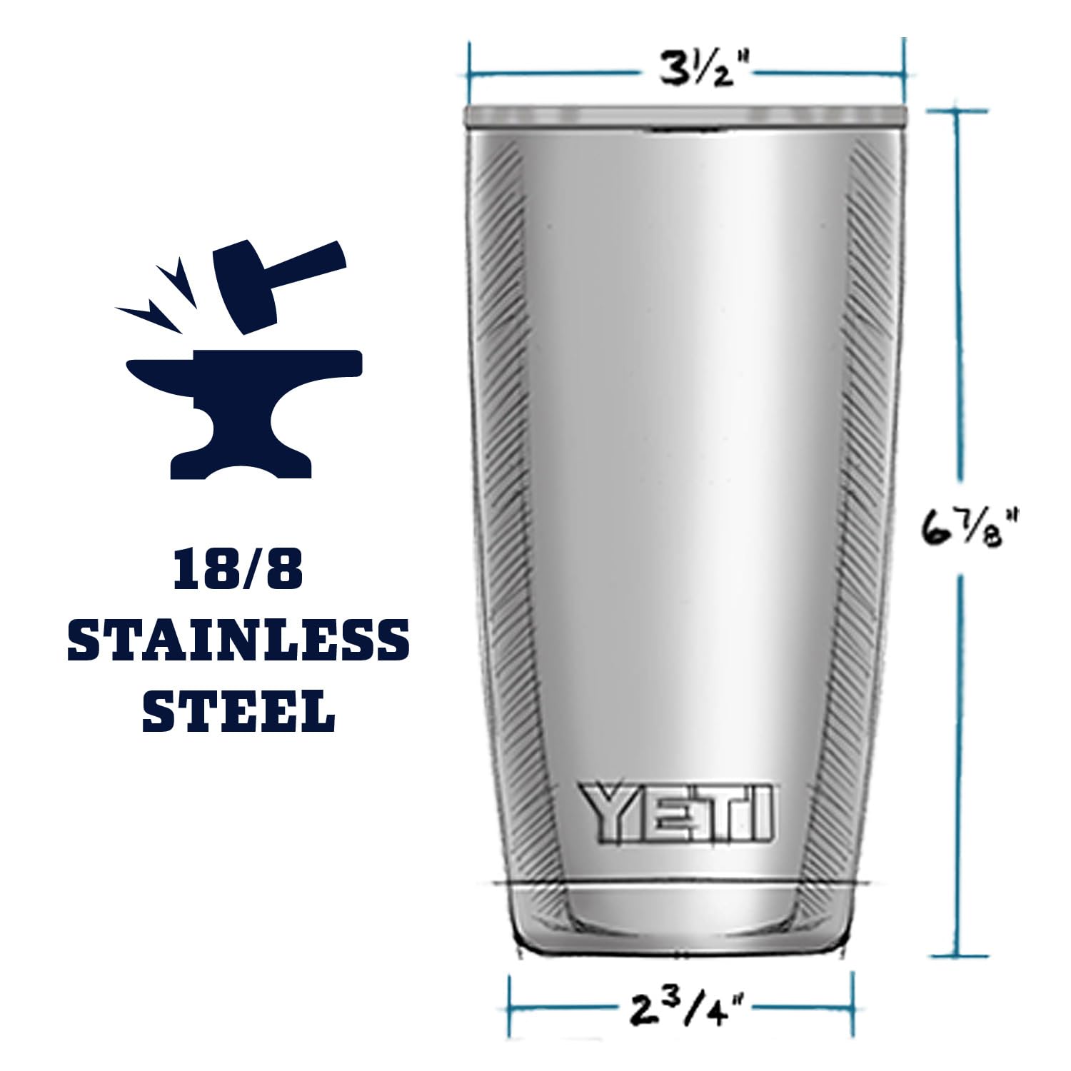 YETI Rambler 20 oz Tumbler, Stainless Steel, Vacuum Insulated, Harvest Red