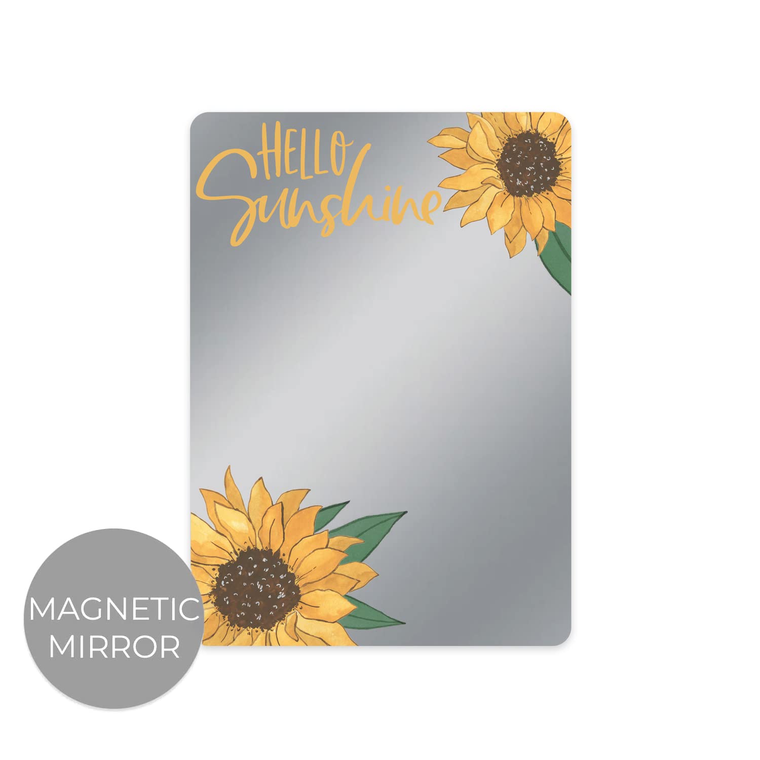 Canopy Street Hello Sunshine Magnetic Mirror / 5'' X 7'' Shatterproof School Locker Accessory/Teen Girl Sunflower Decor/Beautifu