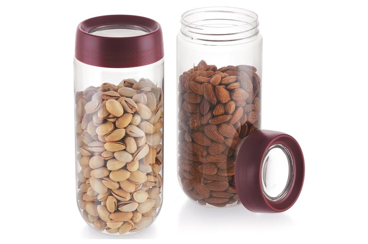 Mastercook Monza Jar With Viewing Window Storage Jar | Stackable, Airtight Lid | For Storing Food, Spices, Pulses, Cereals, Cook