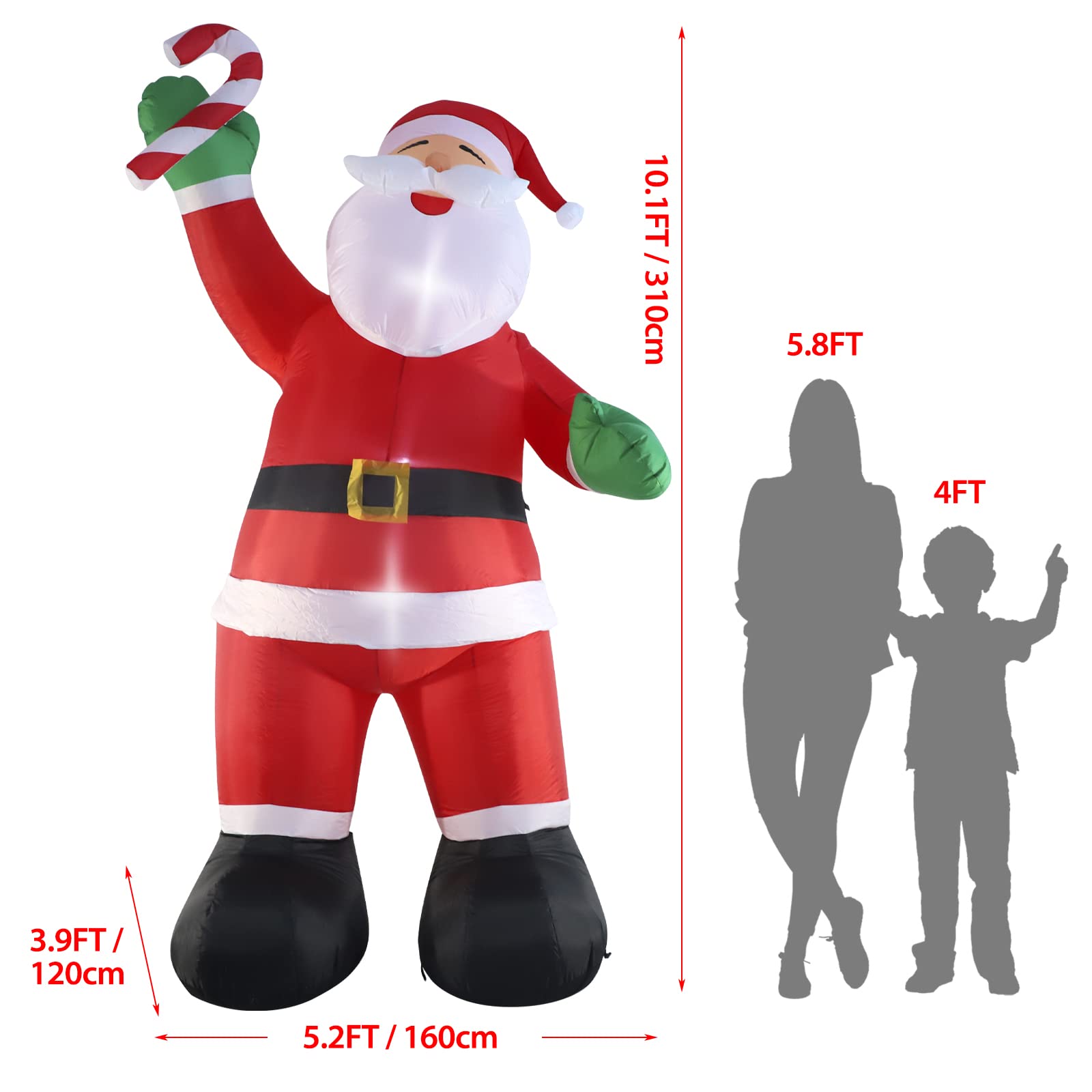 SHDEJTG 10ft Inflatable Christmas Decorations, Christmas Santa Claus with Candy with LED Light Blow Up for Christmas Party Indoo