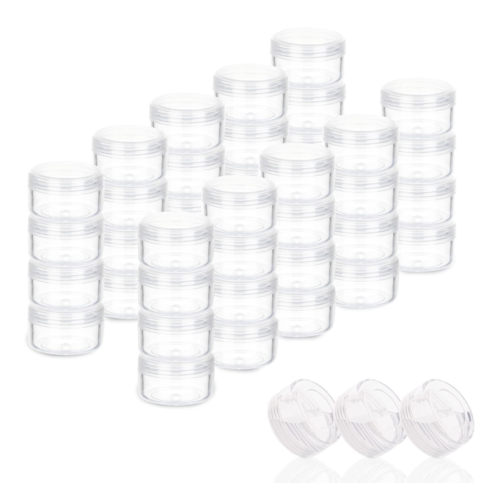 Zejia 5 Gram Sample Containers With Lids, Mini Makeup Containers, Empty Plastic Travel Cosmetic Containers With Labels(200 Count