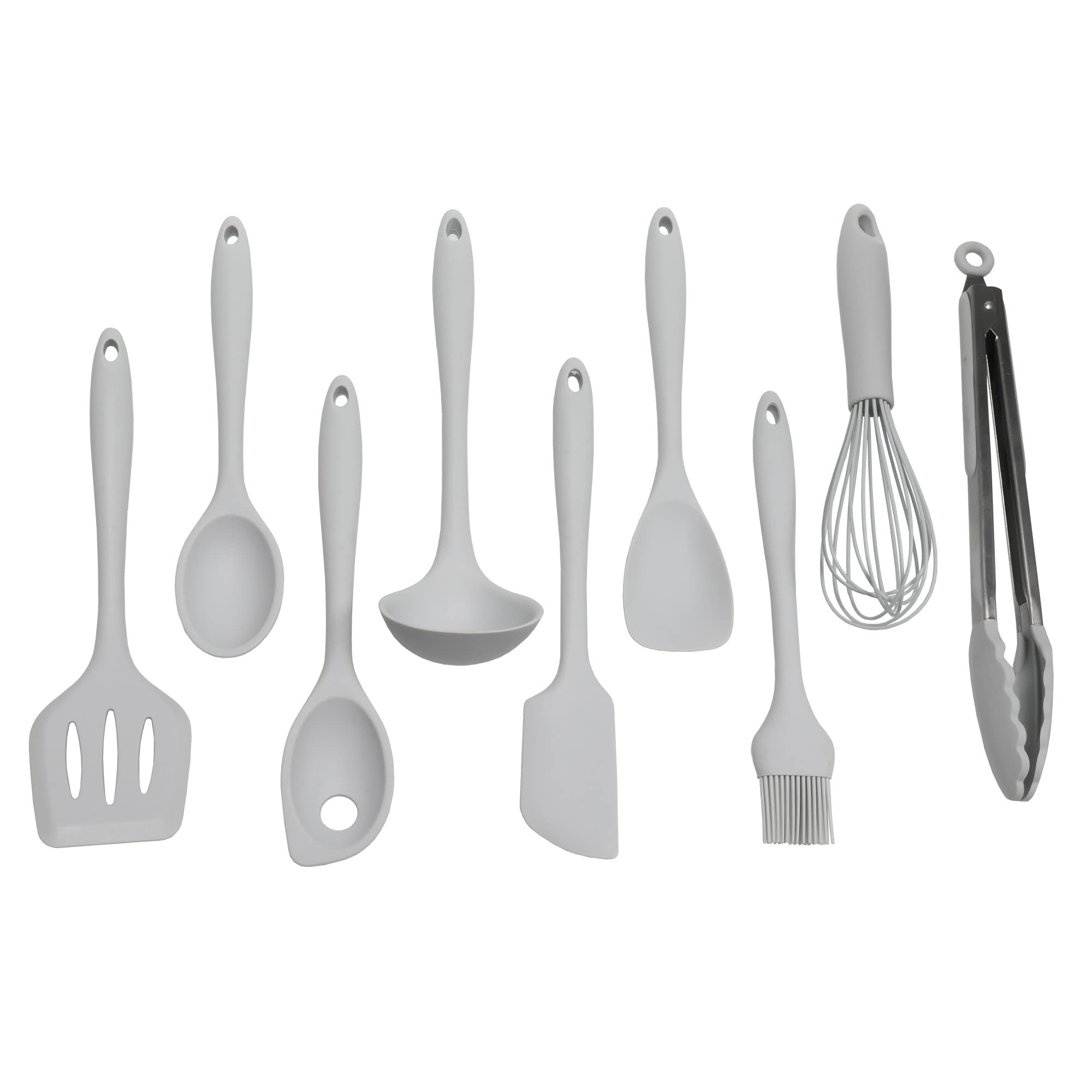 Chef Craft Premium Silicone Kitchen Tool And Utensil, 9 Piece Set, Gray