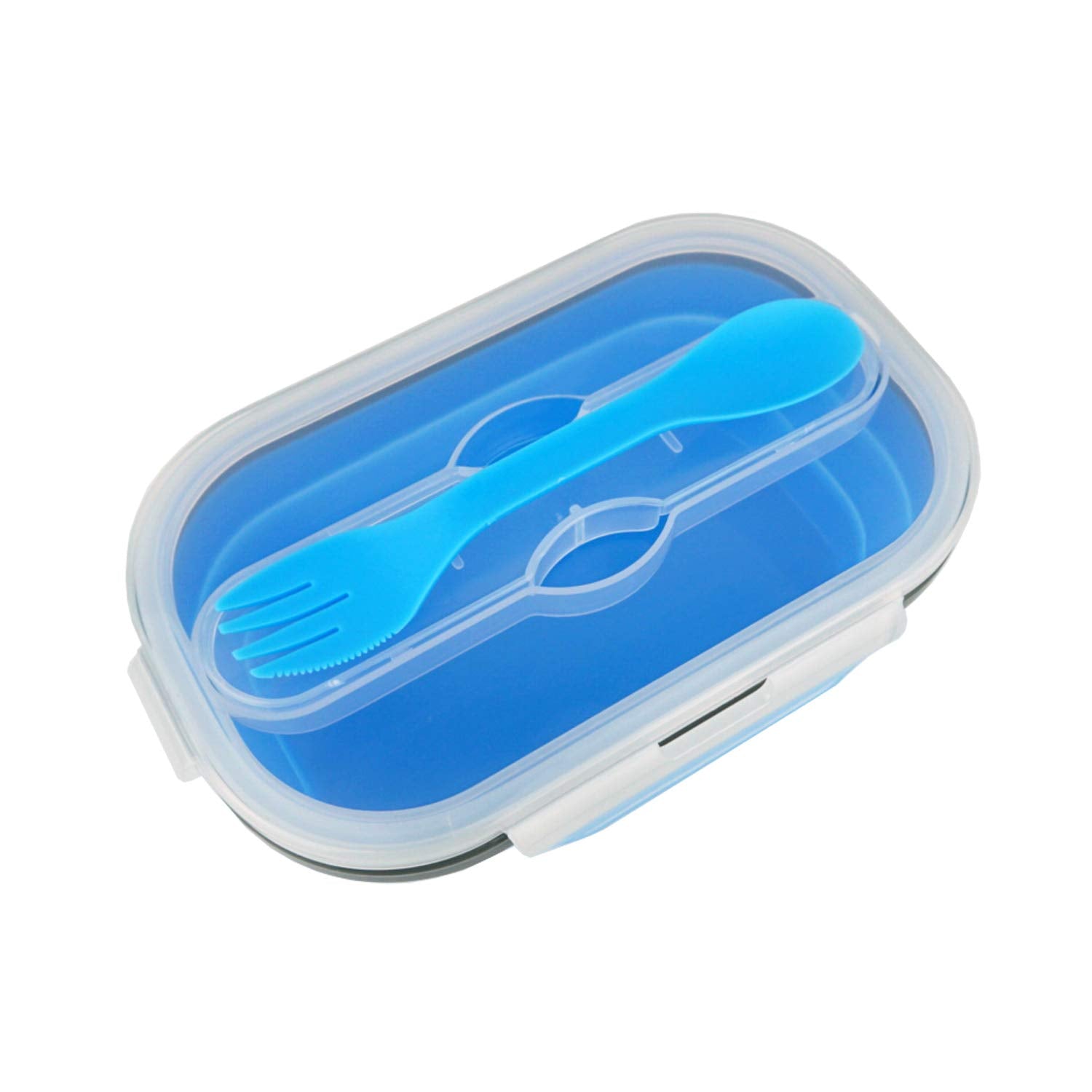 Cartints 800Ml Collapsible Bento Lunch Box, Silicone Food Storage Container, With Leakproof Lids And Spoon, Microwave Freezer Sa