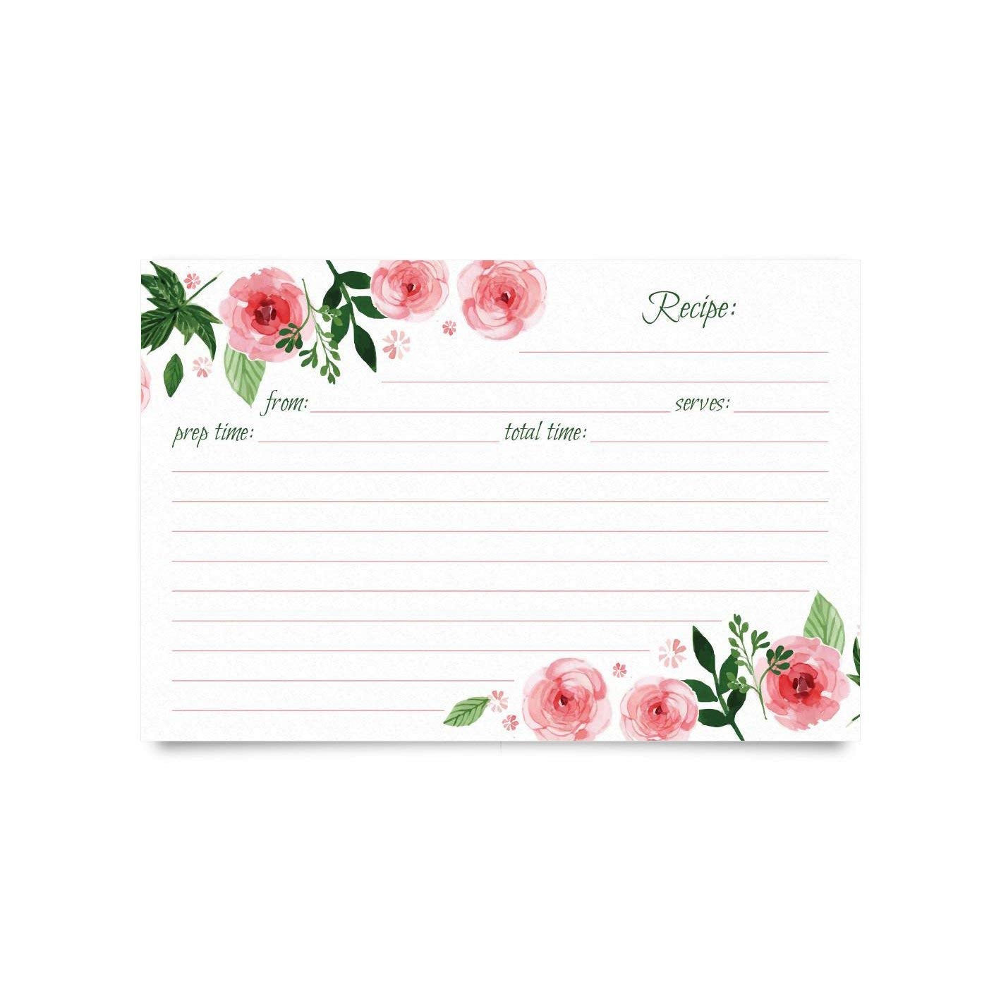 Jot & Mark Floral Recipe Cards 4X6 | Double Sided Thick Cardstock, 50 Count (Pink Peonies)