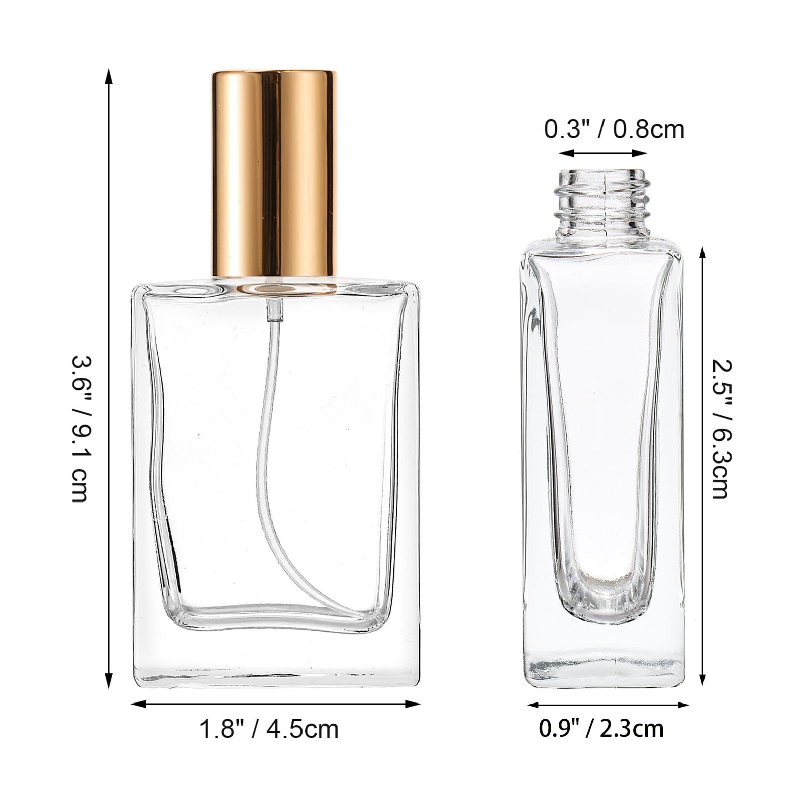 Foraineam 12 Pack 1 Oz / 30Ml Clear Glass Perfume Bottle, Refillable Empty Fine Mist Atomizer Spray Bottles, Portable Square Per
