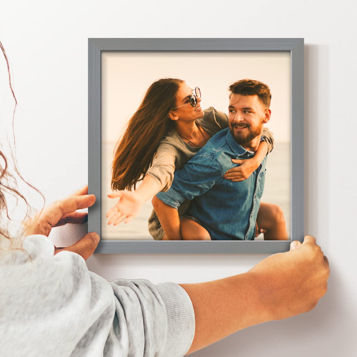 Renditions Gallery 8X8 Custom Photo Prints With Real Wood Picture Frames. Create Personalized Photos Picture Collage With Peel A