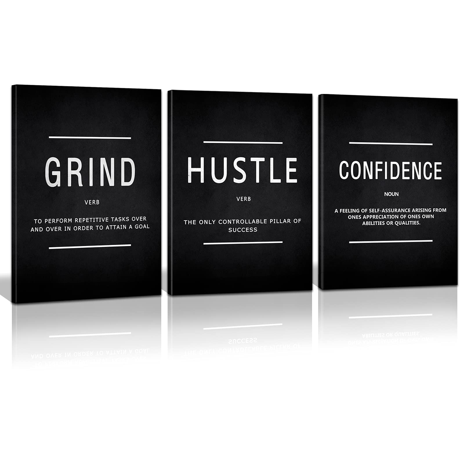 Motivational Success Canvas Wall Art, Grind Hustle Confidence Wall Decor Framed Inspirational Entrepreneurs Painting Prints Quot