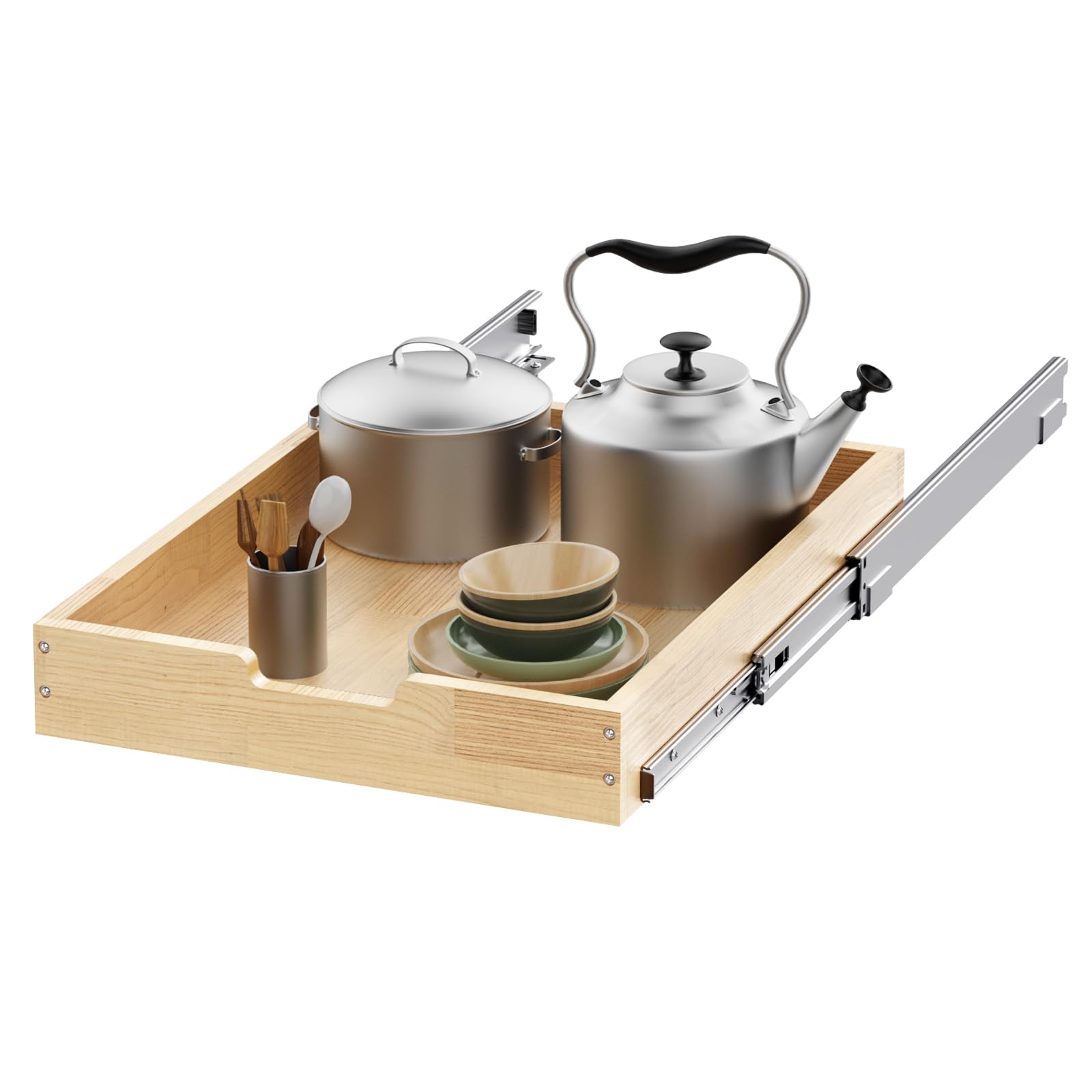 Sikarou Wood Pull Out Cabinet Organizer 20 W x 21 D, HeavyDuty Sliding Drawers for Inside Cabinets Storage and Organization f