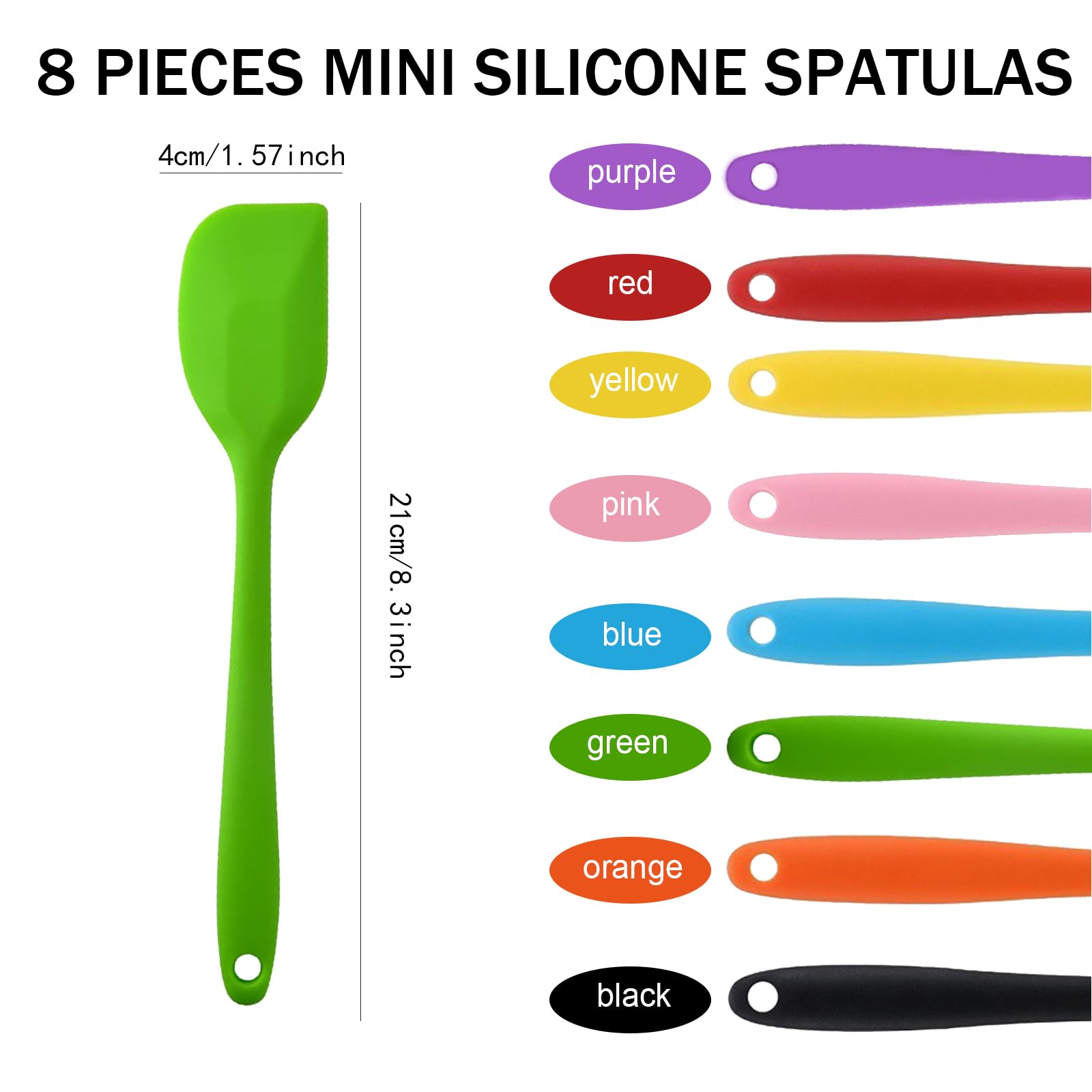Llmsix 8 Pcs Small Spatulas 8.3 Inch Mini Silicone Spatula Heat-Resistant Small Mixing Spatula Non-Stick Mini Silicone Spatula F