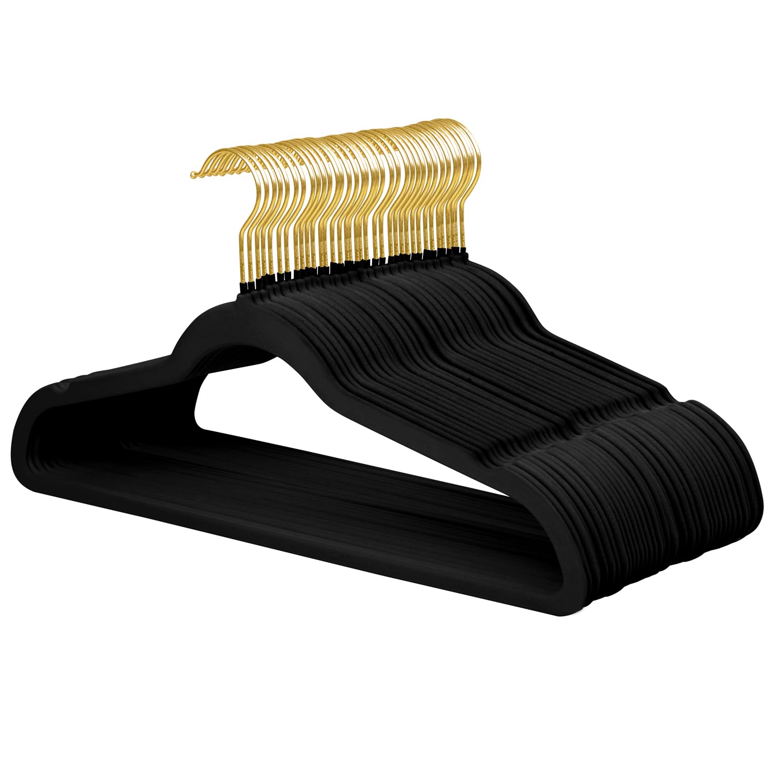 ManGotree Velvet Suit Hangers with 360 Swivel Gold Hook  Non-Slip Coat Hangers  Ultra-Slim Space Saving Hangers  Sturdy & Durable Clothes Hangers  36 Pack (Black)