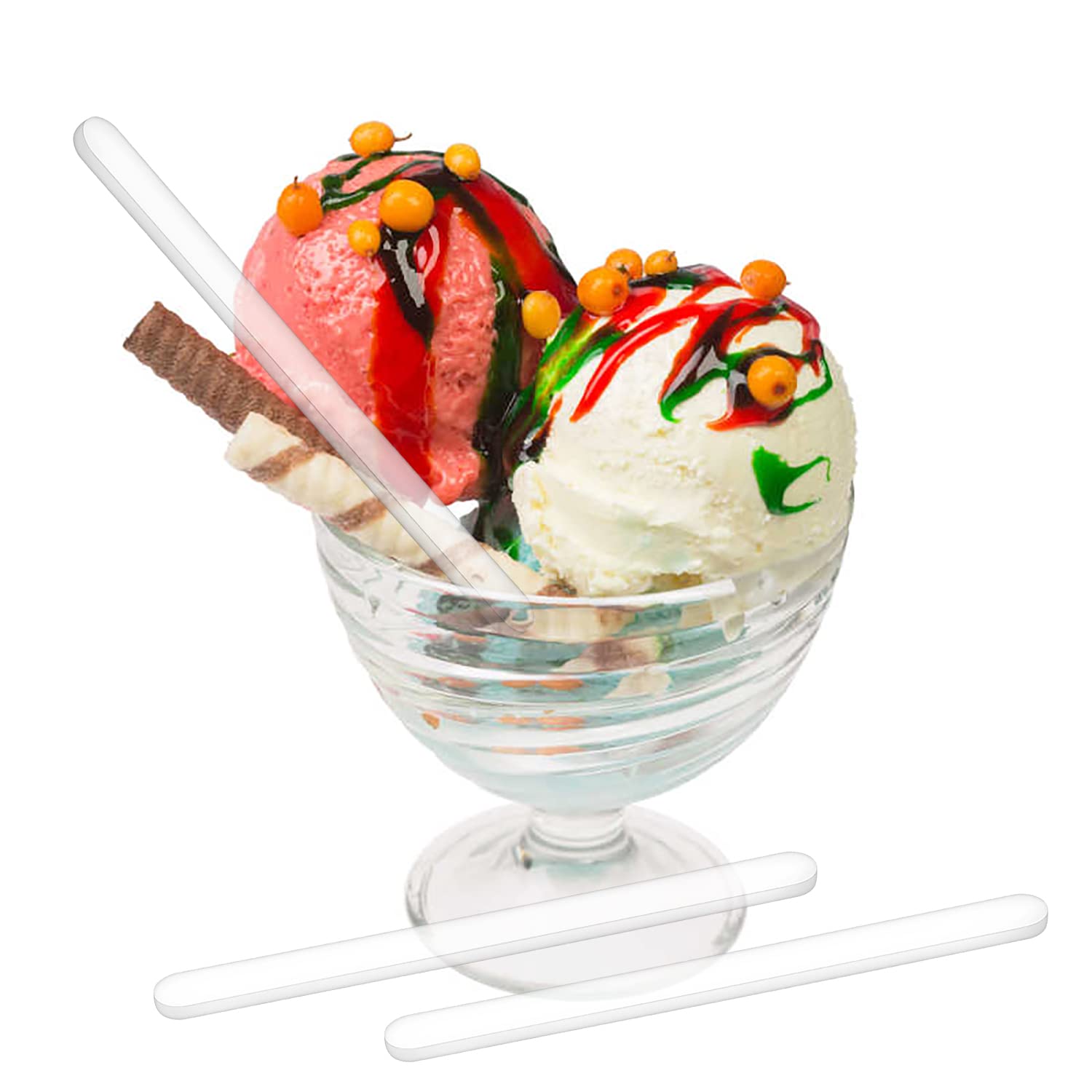 Onlykxy 100Pcs Clear Candy Stick 4Inch Mini Acrylic Cakesicle Stick Reusable Ice Cream Stick For Diy Craft Cake Mold Plant Label