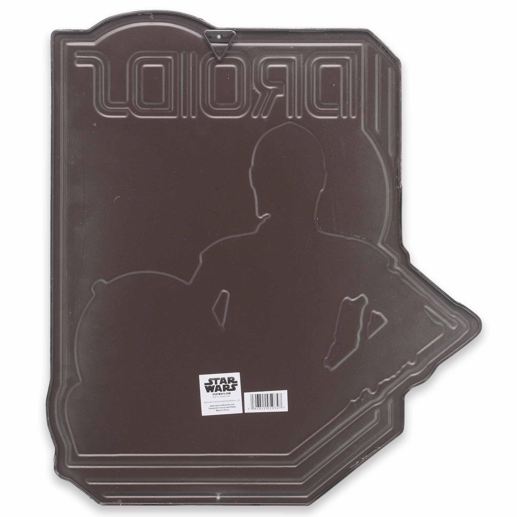 Disney Star Wars Droids Escape from Tattooine Embossed Metal Sign - Retro R2-D2 and C-3PO Wall Sign for Home