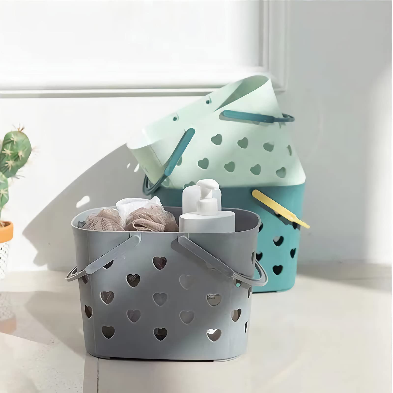 Anyoifax Portable Shower Caddy Tote Plastic Storage Basket With Handle Box Organizer Bin For Bathroom, College Dorm, Pantry, Kit