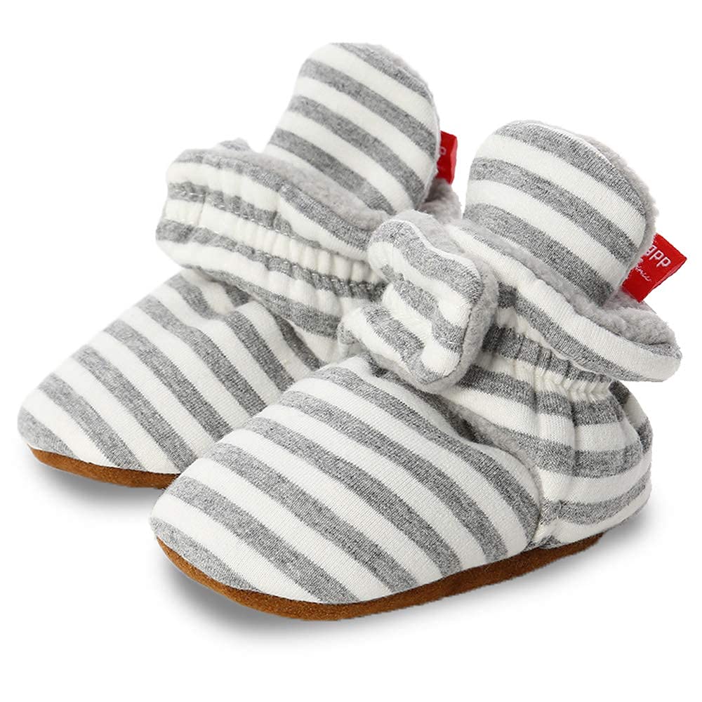 Babelvit Newborn Baby Boy Girl Soft Fleece Booties Stay On Infant Slippers Socks Shoe Non Skid Gripper Toddler First Walkers Win