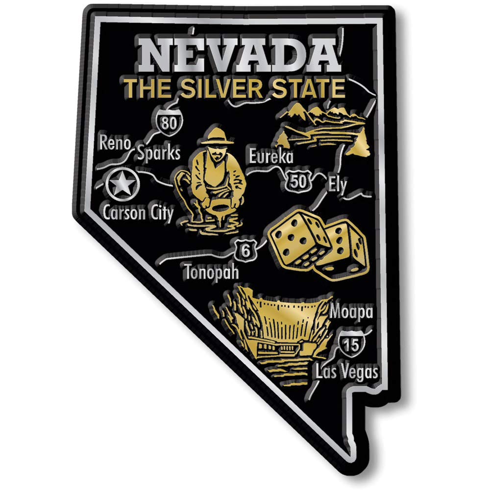 Nevada Giant State Magnet by Classic Magnets, 2.7 3.8, Collectible Souvenirs Made in The USA