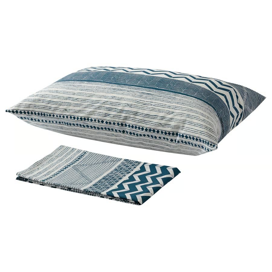 Stork Provinsros Flat Sheet With 2 Pillowcases, 100% Cotton, 200 Thread Count, Machine Washable (150X260/50X80 Cm (59X102/20X31)