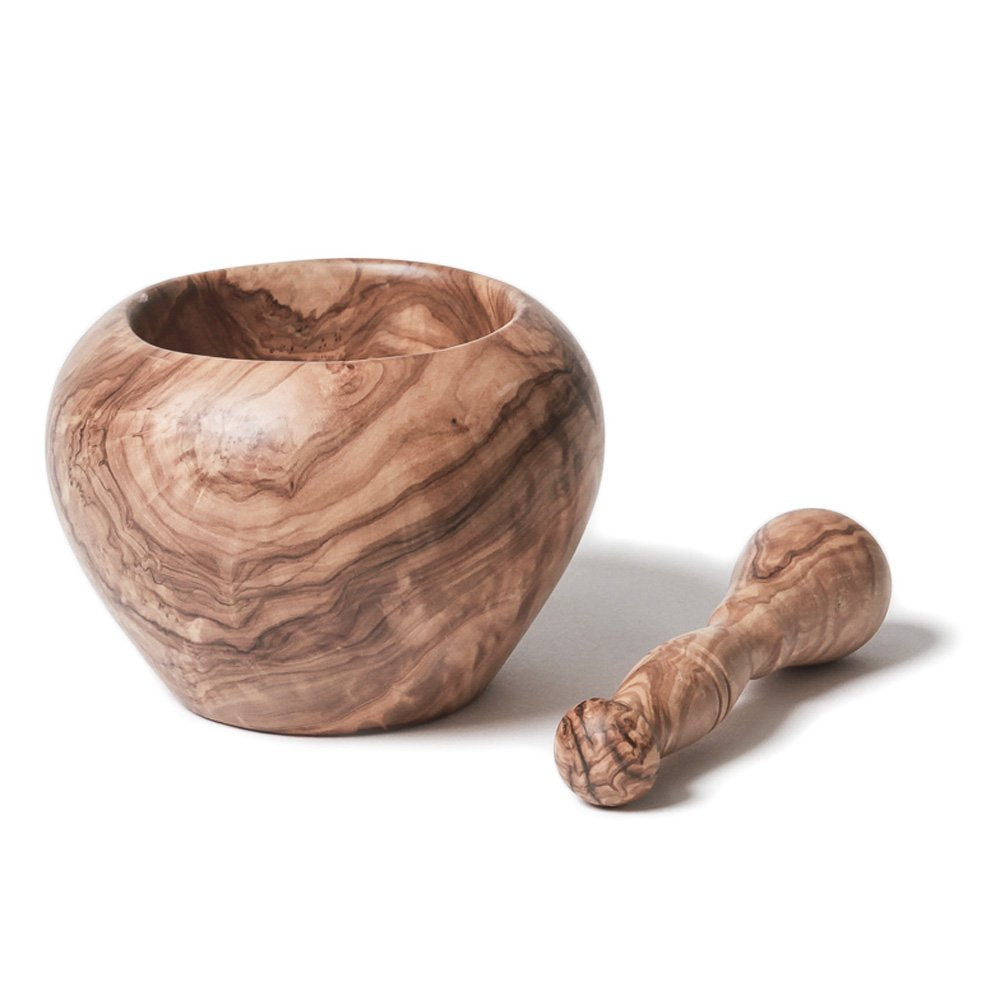 Berard Olive Wood Handcrafted Mortar And Pestle Set, 5''