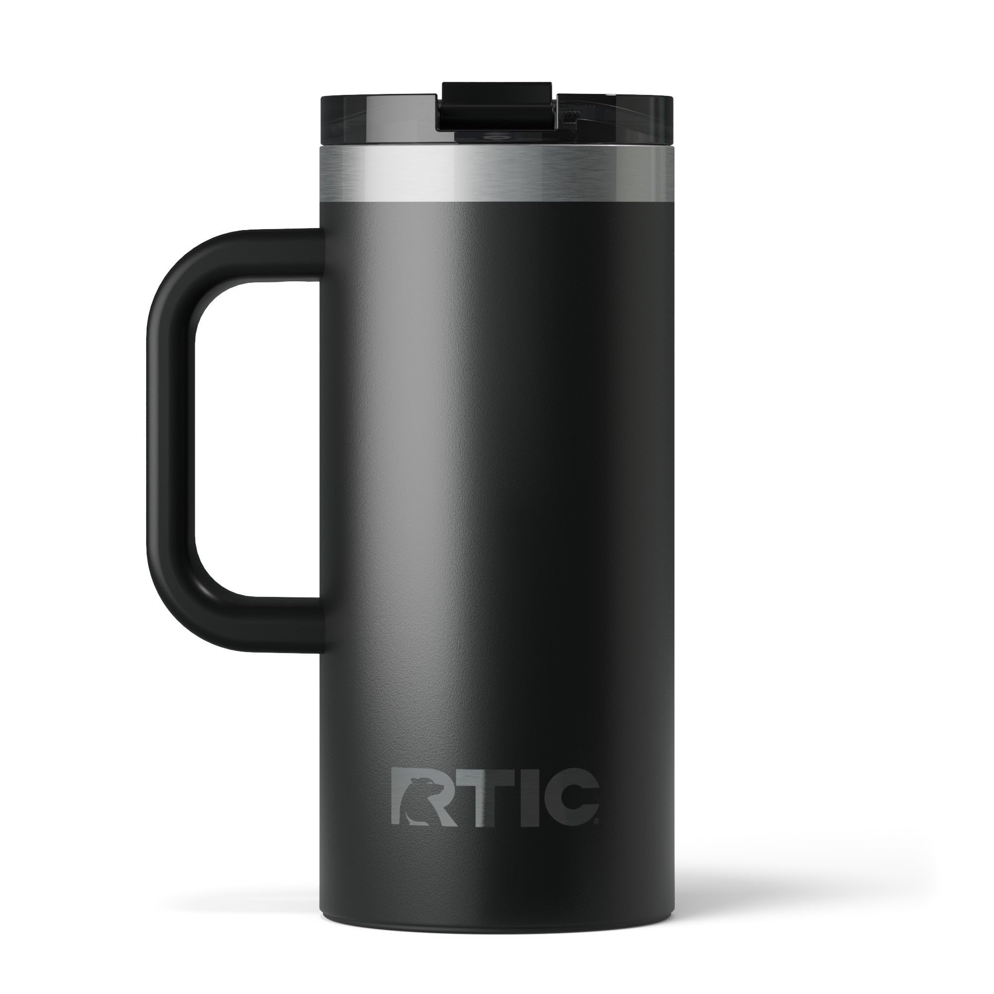RTIC 16oz Road Trip Travel Mug with Lid and Handle, Ceramic Lined, Insulated, Stainless Steel, Metal, Double Wall Vacuum-Insulat