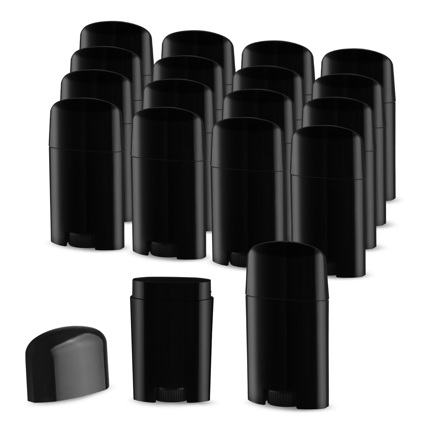 18 Pack 1.7oz Black Empty Deodorant Containers Top-Fill DIY Deodorant Tubes Refillable Travel Plastic Deodorant Bottles Cosmetic