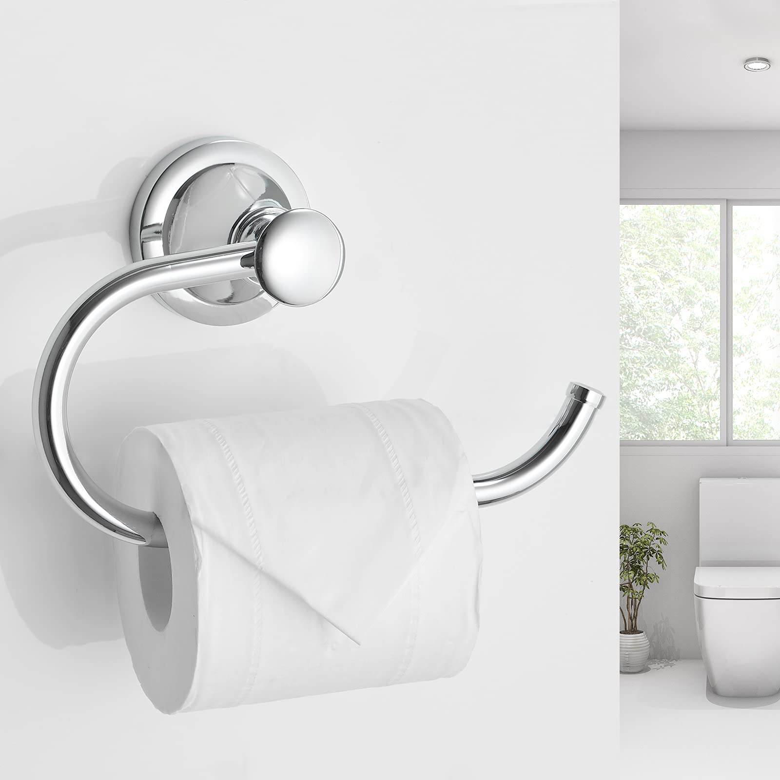 BESy Polished Chrome Toilet Tissue Paper Holder Polished Chrome Bathroom Accessories Toilet roll Paper Hanger  Wall Mounted  Rustproof