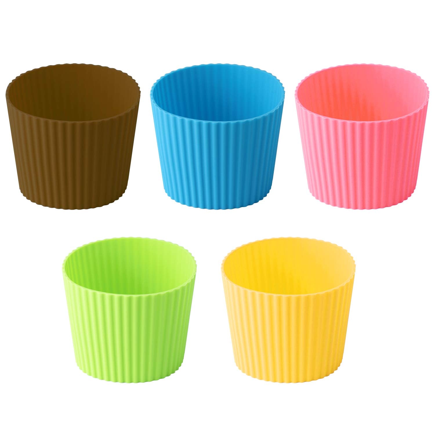 5Pcs Assorted Colors Heat-Resistant Silicone Nonslip Coffee Cup Sleeve,Resistant Reusable Glass Bottle Mug Cup Sleeve Protector