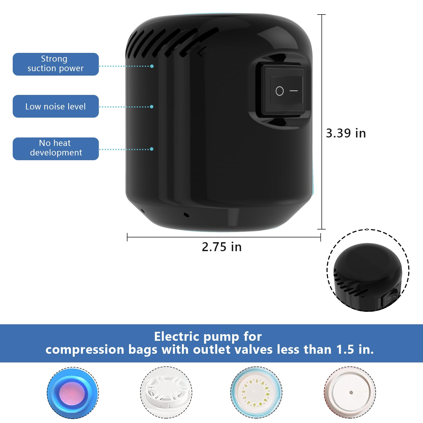 Electric Air Pump For Vacuum Storage Bags Space Saver Vacuum Storage Bag Pump For Compression Clothing, Portable Vacuum Pump
